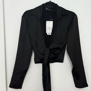 NEW W/ TAG Zara Satin Effect Tied Top - Size XS